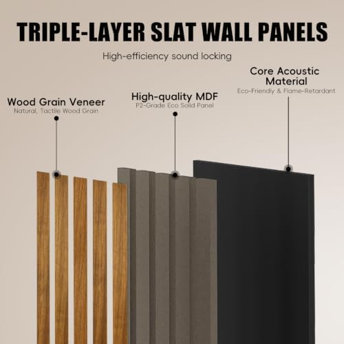 RITOLLO 6-Pack Wood Slat Wall Panels, 46.5 Sq Ft Coverage - Image 5