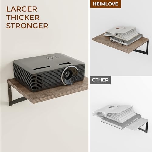 Heimlove 16W x 12D Deep Floating Shelves Set of 3 Grey - Image 5