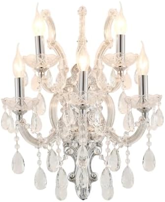 YLONG-ZS Large Modern Crystal Wall Sconce， Lights-5 Light Crystal Wall Sconce by YILONG-ZS