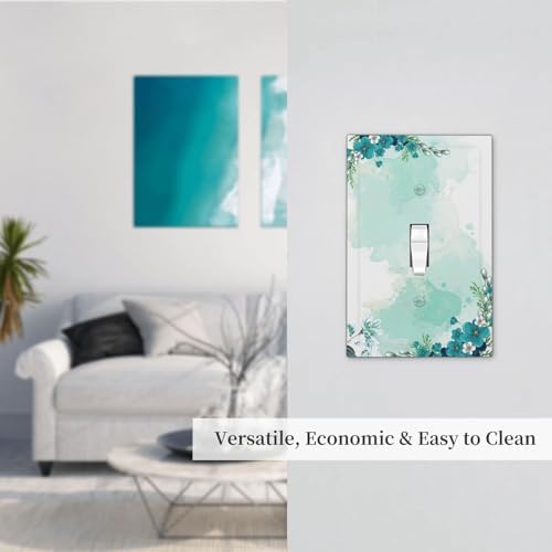 Decorative Light Switch Cover Blue Green Flowers Light Green Watercolor - Image 7