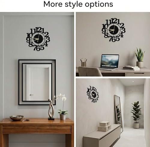 13 Inch Modern Black Metal Wall Clock, Decorative Minimalist Wall Clock - Image 6