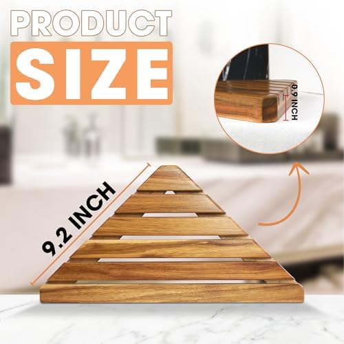 ENKEZI Acacia 2, 4 Tiers Corner Shower Shelf, Triangular Corner Shelf Wooden - Image 2