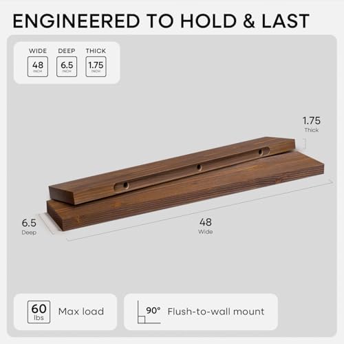 Homeforia 48 Inch Floating Shelves, High-End Solid Pine Wood - Image 2