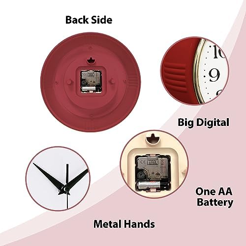 Lily's Home Retro Wall Clock, 9.5 Inch Vintage Design, Silent Non-Ticking - Image 6