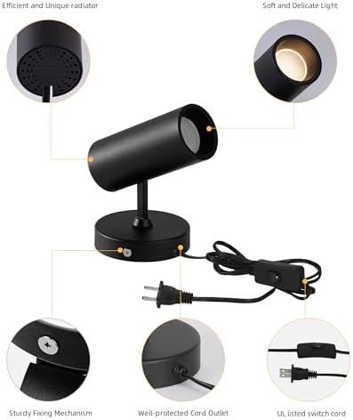 Aisilan Plug-in Wall Spotlights, Adjustable 12W 3000K CRI 97, 2 Pack - Image 6