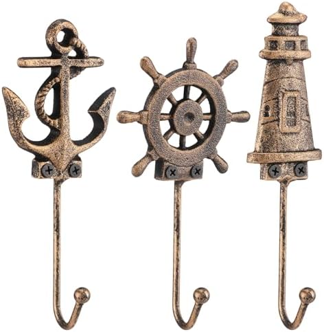 Hicarer 3 Pcs Nautical Cast Iron Wall Hooks by Hicarer