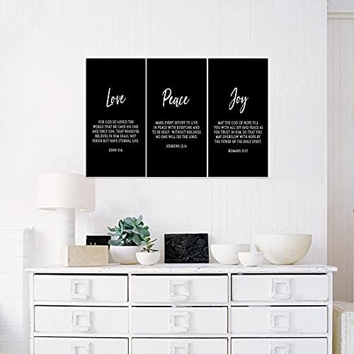 3 Piece Inspirational Wall Art, Quotes "Love Peace Joy" Motivational Canvas Art - Image 2
