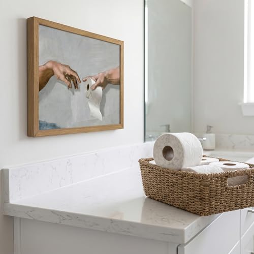Funny Bathroom Wall Art, The Creation of Adam Toilet Paper Canvas Print - Image 6