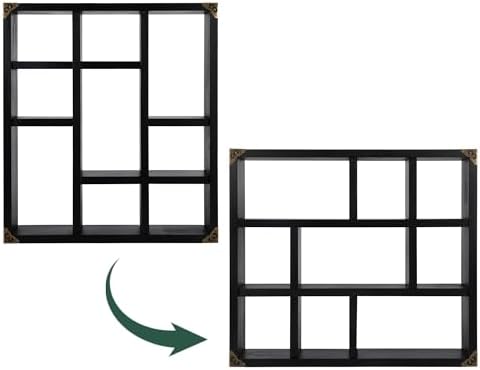 17.7x15.7-Inch Shadow Box Shelf 9-Slot Rustic Floating Shelves Larger Wall - Image 6