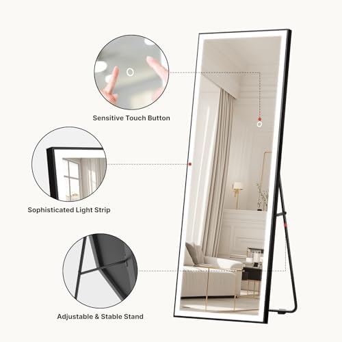 Kosmonia 64"x21" Full Length Mirror, Dimmable 3 Color LED Light - Image 4