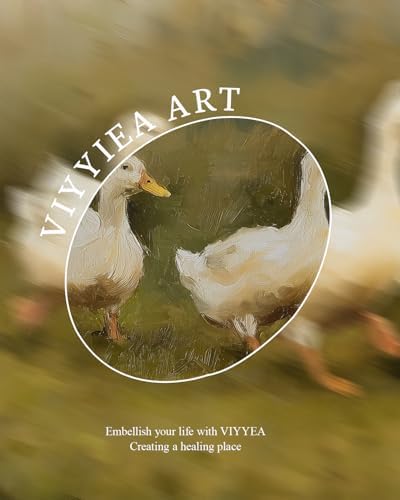 VIYYIEA Vintage White Ducks Oil Painting Wall Art, 12X16 Inch - Image 7
