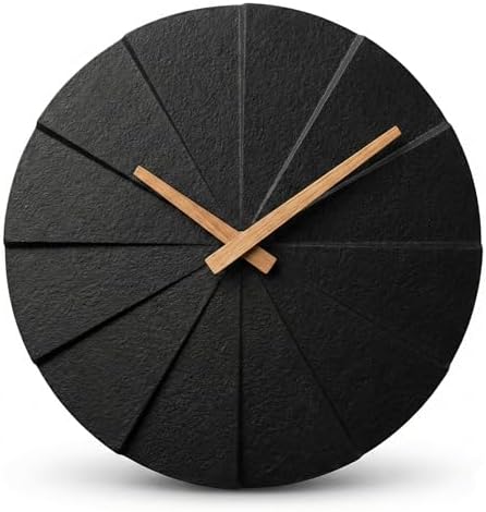 Driini Modern Wall Clock with No Numbers and Wooden Hands. Black, 10.5 Inch by Driini