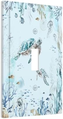 Decorative Light Switch Cover Teal Blue Ocean Sea Turtle Seabed Plants 1 Gang - Image 2