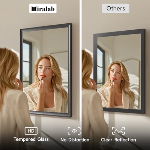24x36 Inch Black Bathroom Mirror, Rectangle Vanity Wall Mirror - Image 4