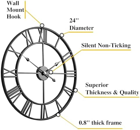 CLXEAST Silent 24 Inch Wall Clock - Image 2