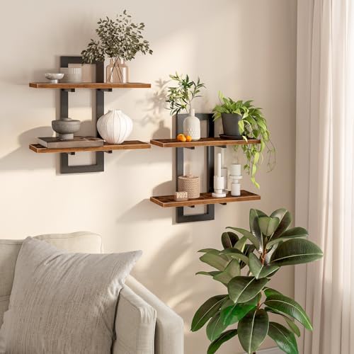 HOOBRO Floating Shelves for Wall, Wall Mounted Storage Shelves 2-Tier, Hanging by HOOBRO