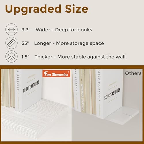 Fun Memories 16 Inch Long Floating Shelves in White, 9.3 Inch Deep Floating - Image 5