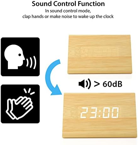 GEARONIC Digital Alarm Clock Wooden Alarm Clock Wood Modern Triangle Alarm - Image 2