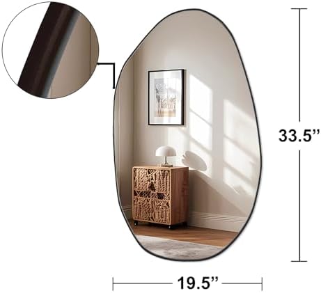Irregular Asymmetrical Wall Mirror, 19.5" x 33.5" Black Bathroom Mirror - Image 4