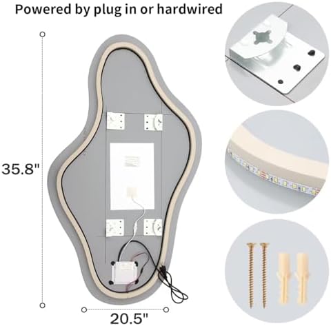 35.8″ Modern Irregular LED Bathroom Mirror - Image 6