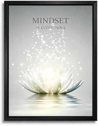 Framed Lotus Wall Art, Mindset is Everything Bathroom Decor by KBIERQN