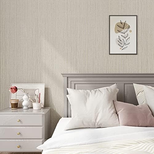 VEELIKE 15.7''x354'' Ecru White Grasscloth Peel and Stick Wallpaper Textured - Image 5