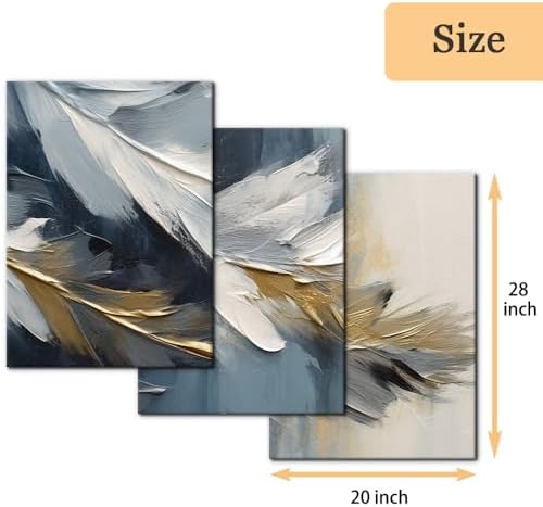 Pacimo Abstract Canvas Wall Art, Feather Pictures Modern Wall Decor - Image 4