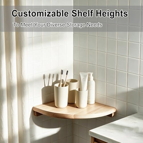 8.7" Floating Corner Shelf, Solid Wood Wall Mount - Image 6
