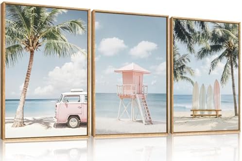 Celestdeco Large Beach Seascape Ocean Framed Canvas Wall Art Set, Modern - Image 5