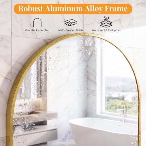 Sweetcrispy 30"x38" Arched Bathroom Mirror, Bathroom Mirrors - Image 4