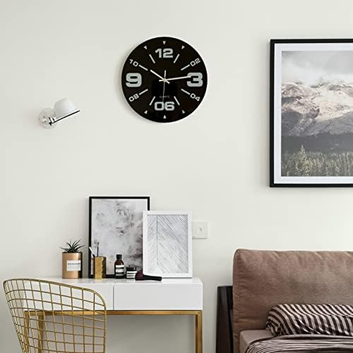 Clockswise Bulk Set of 10 PC 12" Black Decorative Unique Modern Round Glass - Image 3