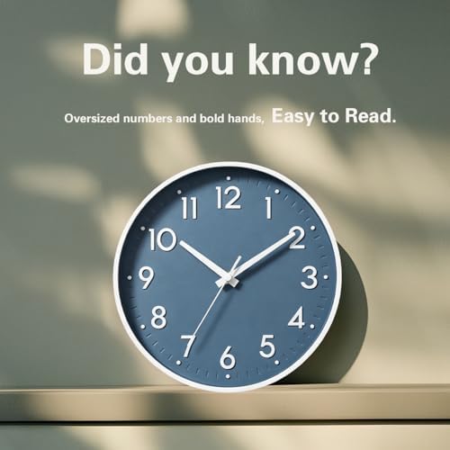 Mosewa 10 Inch Wall Clock Battery Operated Silent Non Ticking Analog - Image 5