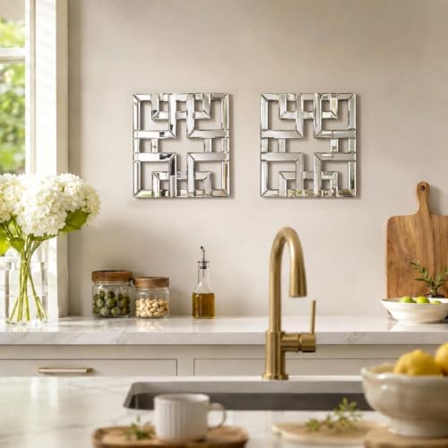 Square Decorative Wall Mirror 12 x 12 Inch, Modern Wall Mounted Accent Mirror - Image 4