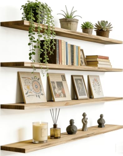 Light Wood Floating Shelves for Wall Shelf 36 Inch Set of 4 by Unknown