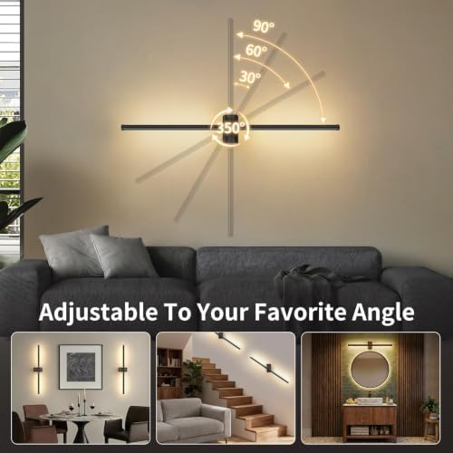 ONEWISH Battery Operated Wall Sconces Set of 2, 27.75" Wall Lights - Image 5