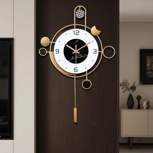 Wall Clock with Pendulum, Silent Non Ticking Battery Operated Modern Large Wall by Unknown