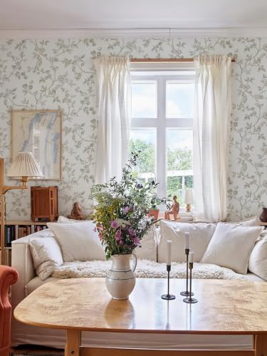 Orainege Beige and White Wallpaper Vintage Floral Peel and Stick Wallpaper - Image 6