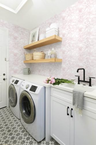 Dimoon 236"x17.3" Peel and Stick Wallpaper Floral Contact Paper Boho White Pink - Image 5