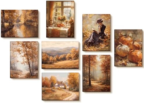 ARPEOTCY Fall Acoustic Art Wall Panels, Cottage landscape prints by ARPEOTCY