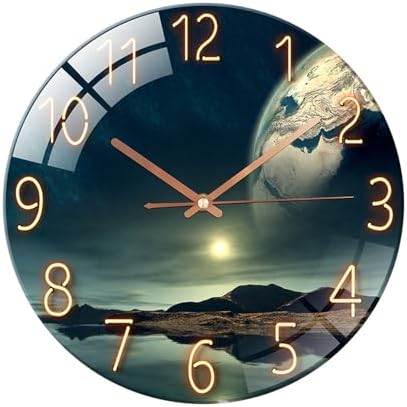 Ergocar Glass Wall Clock Silent Scanning Mechanical Round Glass Wall Clock by Ergocar