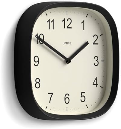 JONES CLOCKS® Sprite wall Clock | Modern Square Clock | 10" | Black - Image 2