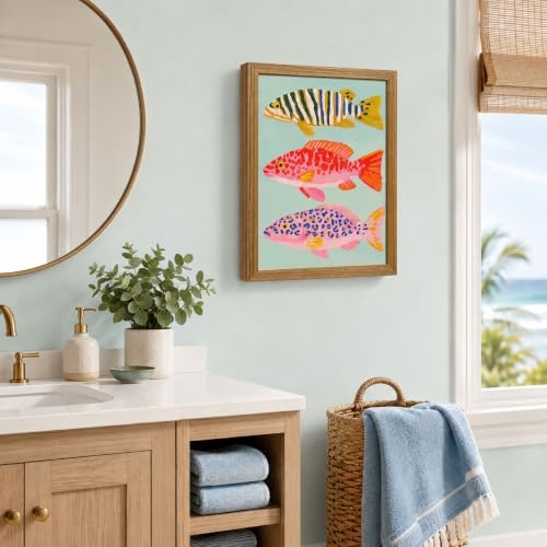 Colorful Fish Framed Wall Art Coastal Sardine Pictures Wall Decor12x16in - Image 2