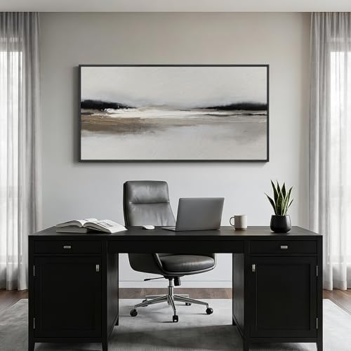 Large Framed Black and White Abstract Wall Art - Image 4