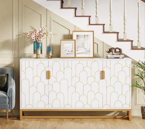 Yasinet Peel and Stick Wallpaper White and Gold Wallpaper Modern Geometric - Image 6