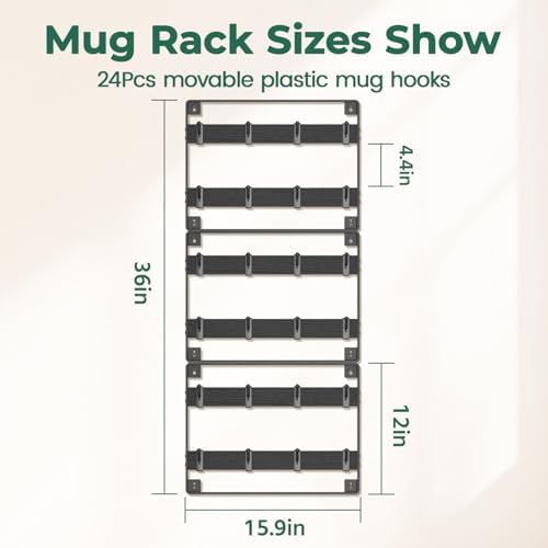 EsLuker.ly Mug Holder Hanger Cup Display Rack Wall Mounted, 3 Pack Black - Image 5