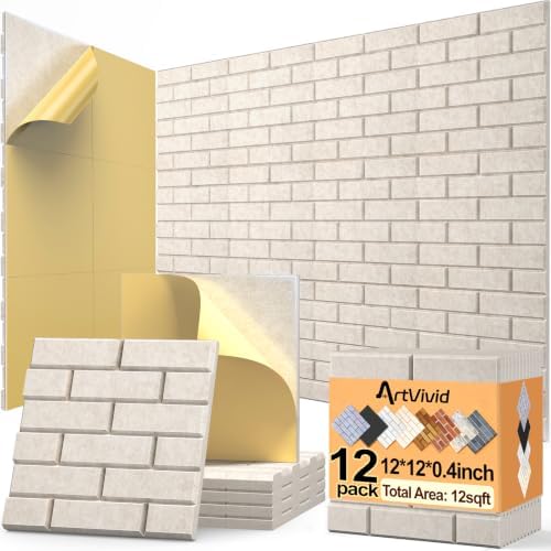 ArtVivid 12Pack Acoustic Panels, Brick Pattern Sound Proof Panels by ArtVivid
