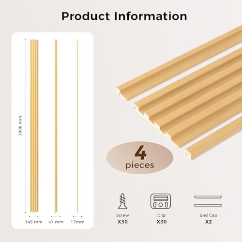 Slat Wall Panel 4-Pack, 118’’x5.7’’ - Image 3