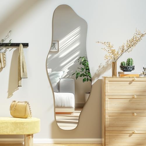 Hasipu 55"x20" Irregular Wall Mirror Frameless Asymmetrical Mirror by Whatssuitableisthebest