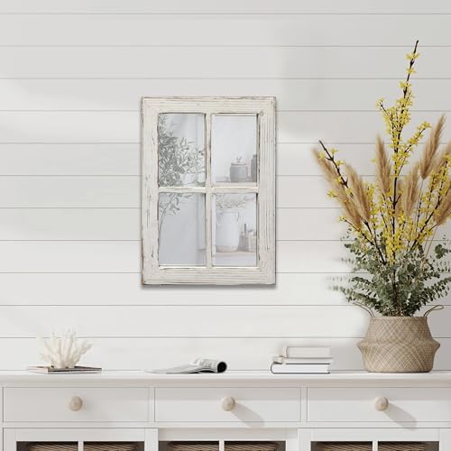 Rustic Small Window Pane Mirror Wall Decor 11 x 16 inches by Sintosin