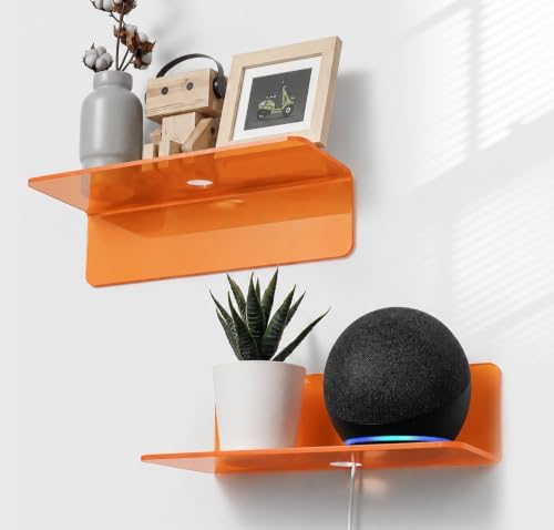 OAPRIRE Small Acrylic Floating Wall Shelves Set of 2, Flexible Use of Wall Space by OAPRIRE
